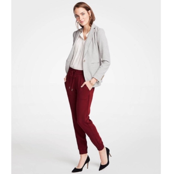 Ann Taylor Pants - Ann Taylor Dressy Drawstring Joggers Burgundy NWOT